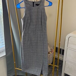 Banana Republic Gray Plaid Midi Sheath Dress